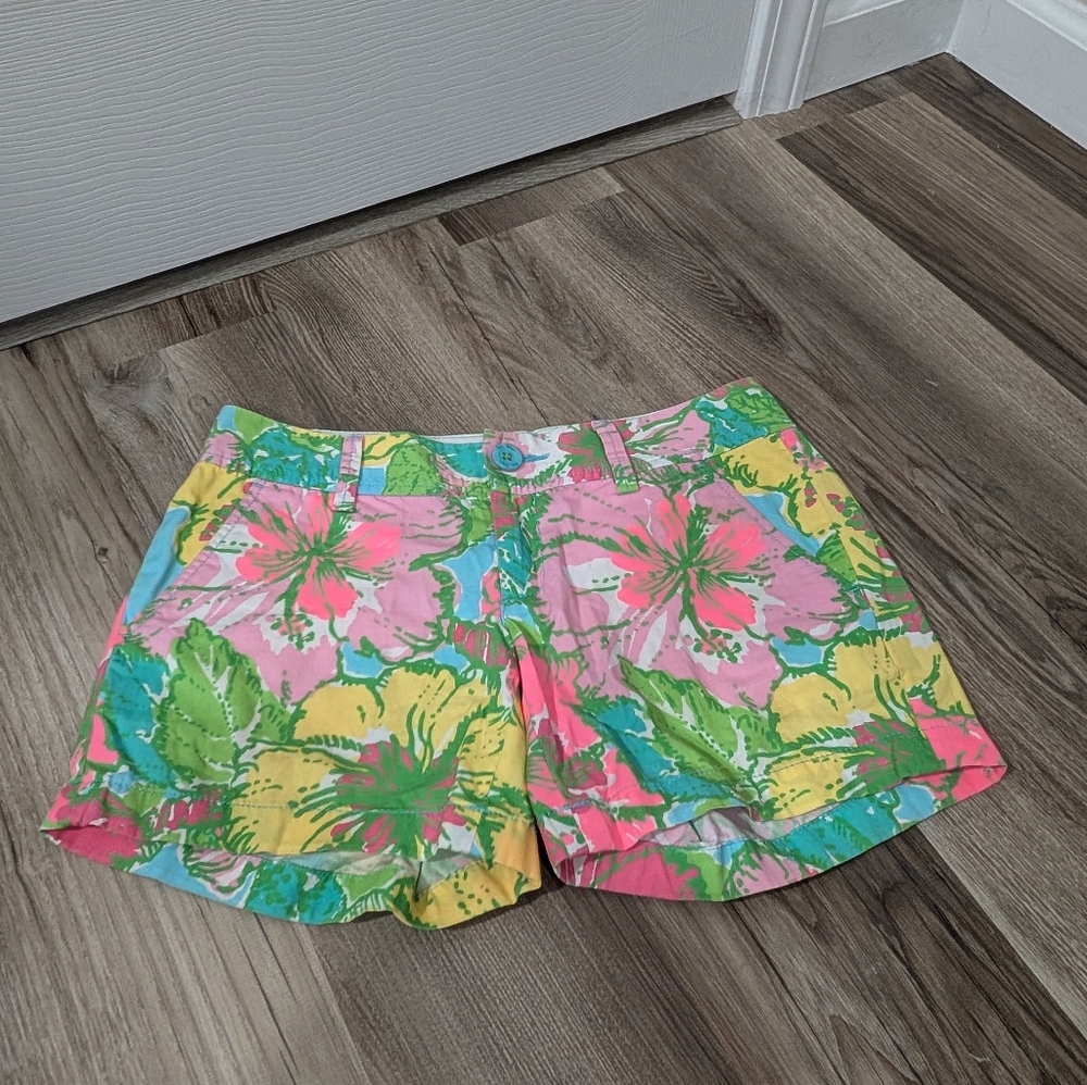 Lilly Pulitzer, Size 0, The 5" Mid-Rise Callahan Short In Big Flirt, 100% Cotton